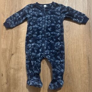 🌙 PETIT LEM Starry Night Zip-Up Polar Pajama - 6M